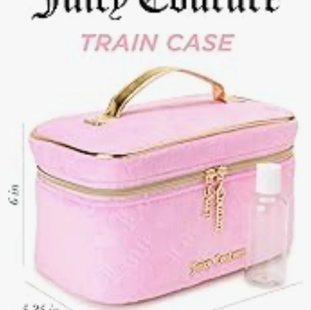 🔹Juicy couture pink velour cosmetics bag travel toiletries train case organizer